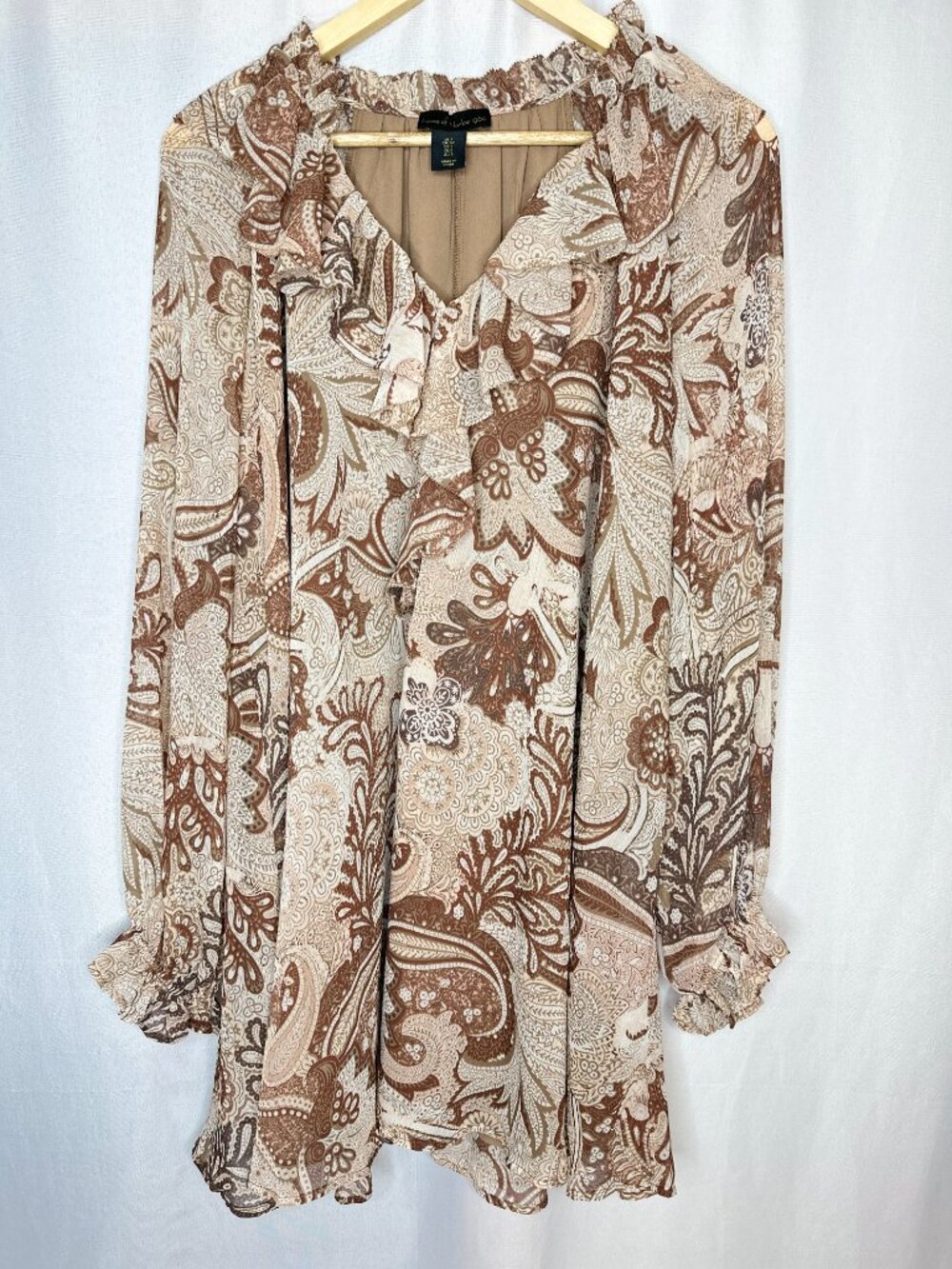 House of Harlow 1960 Ruffle Paisley Mini Dress/Tunic, Size Small Prairie Cottage